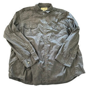 Coastal men's XXL grey snap long sleeve shirt